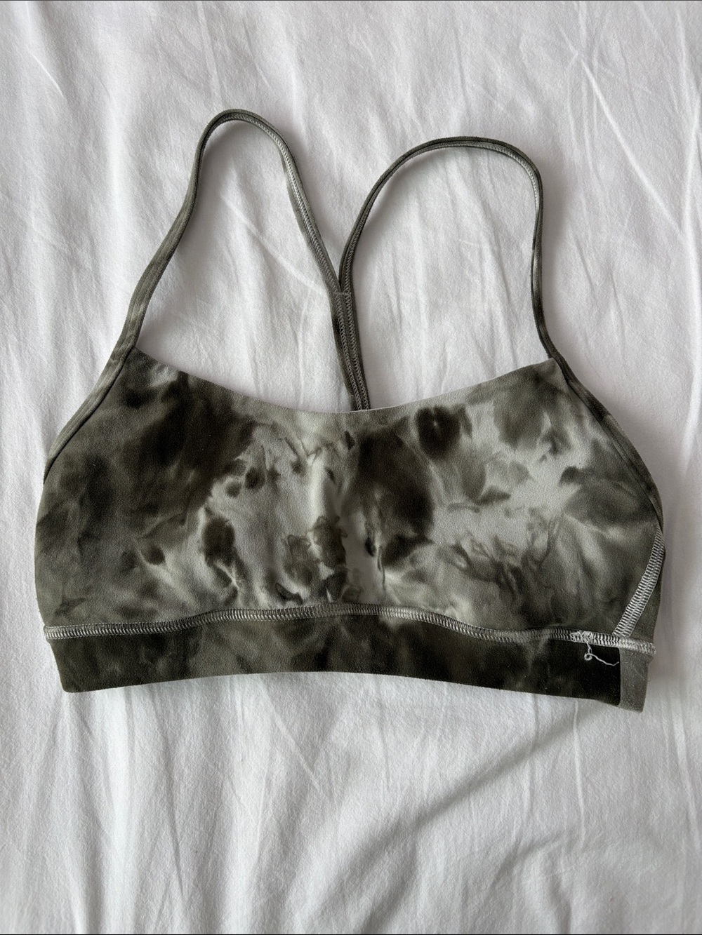 Lululemon Olive-Grey Tie-Dye Strappy Sports Bra